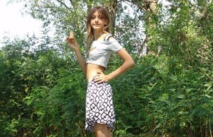 18 year old girl Hailey Little takes off yoga attire to stand naked